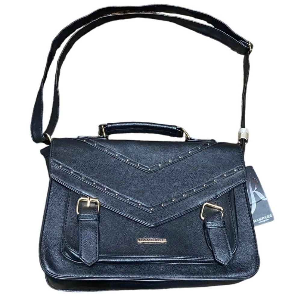 NWT Rampage Black satchel style purse with handle, shoulder strap or cross body